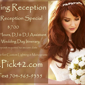 Charlotte Live Music, Charlotte DJ, Charlotte Wedding Bands , Pick 42 Mobile DJs 